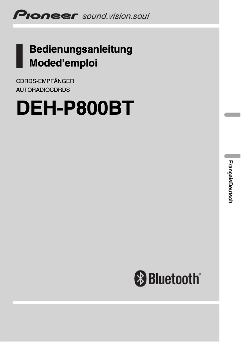 Page 1 de la notice Manuel utilisateur Pioneer DEH-P800BT