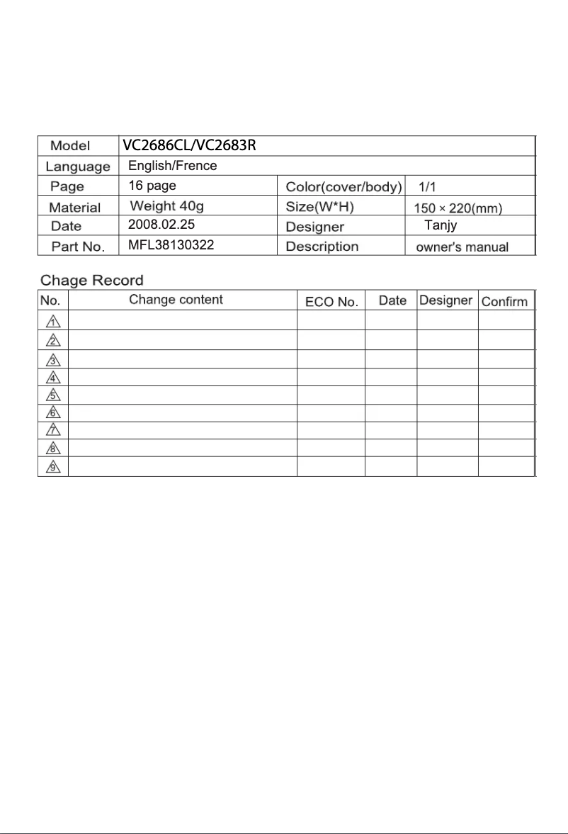 Página 1 del manual Manual de usuario LG VC2683R