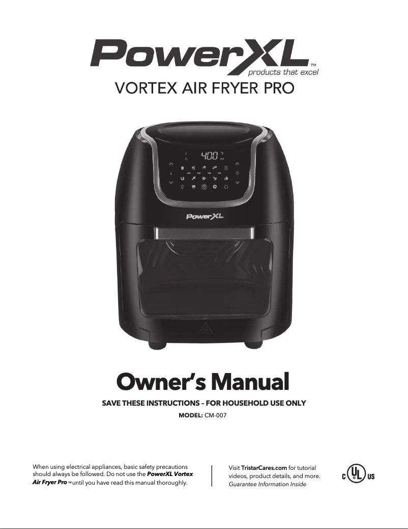 Page 1 de la notice Manuel utilisateur PowerXL Vortex Air Fryer Pro CM-007