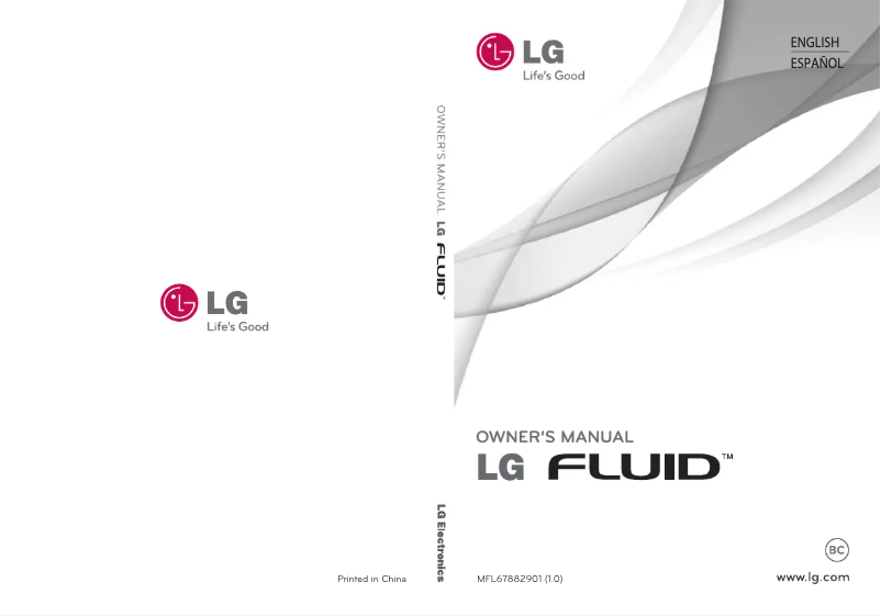 Page 1 de la notice Manuel utilisateur LG Fluid