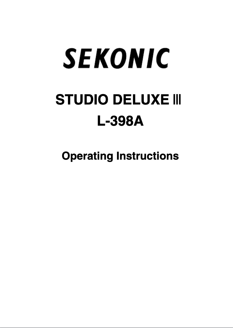 Page 1 de la notice Manuel utilisateur Sekonic L-398A