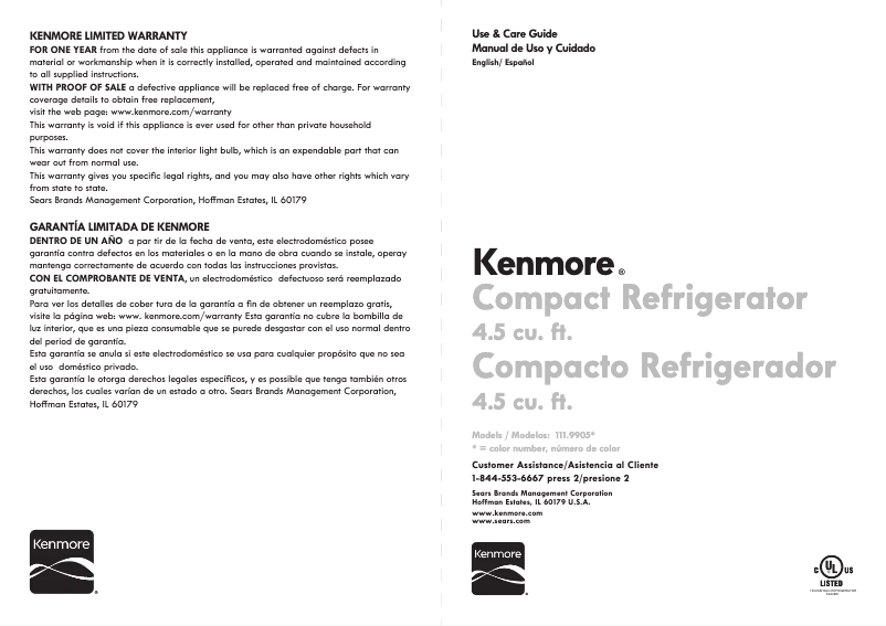 Page 1 de la notice Manuel utilisateur Kenmore 99053