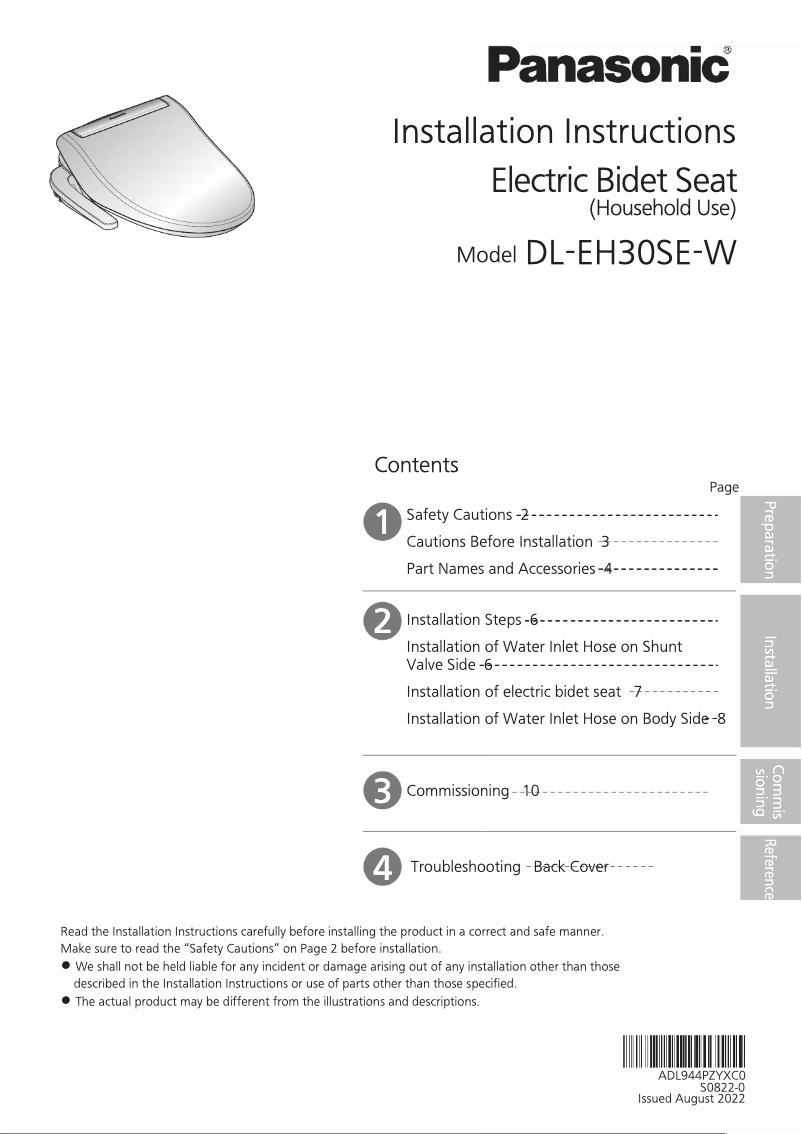 Image de la première page du manuel de l'appareil DL-EH30SE-W