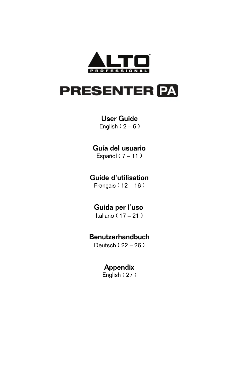 Image de la première page du manuel de l'appareil Presenter PA