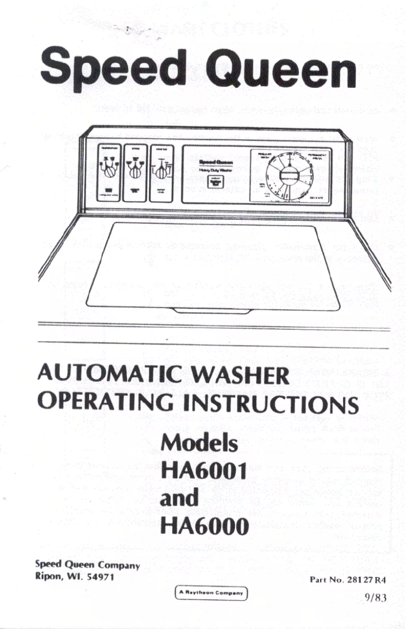 Page n°1 - Manuel utilisateur Speed Queen HA6000