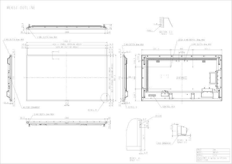 Imagen de la primera página del manual del dispositivo MultiSync ME651