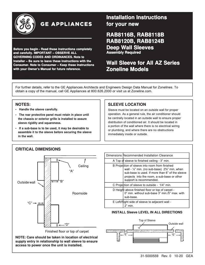 Image de la première page du manuel de l'appareil RAB8116B