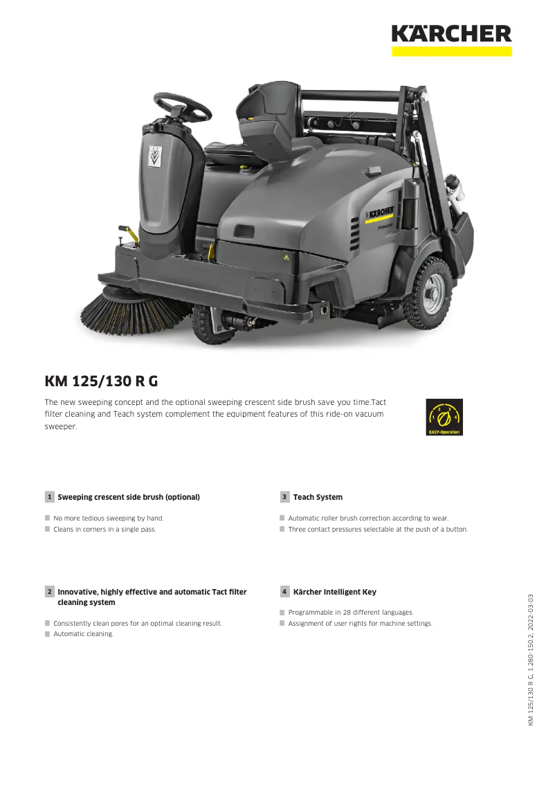 Page n°1 - Fiche technique Kärcher KM 125/130 R G