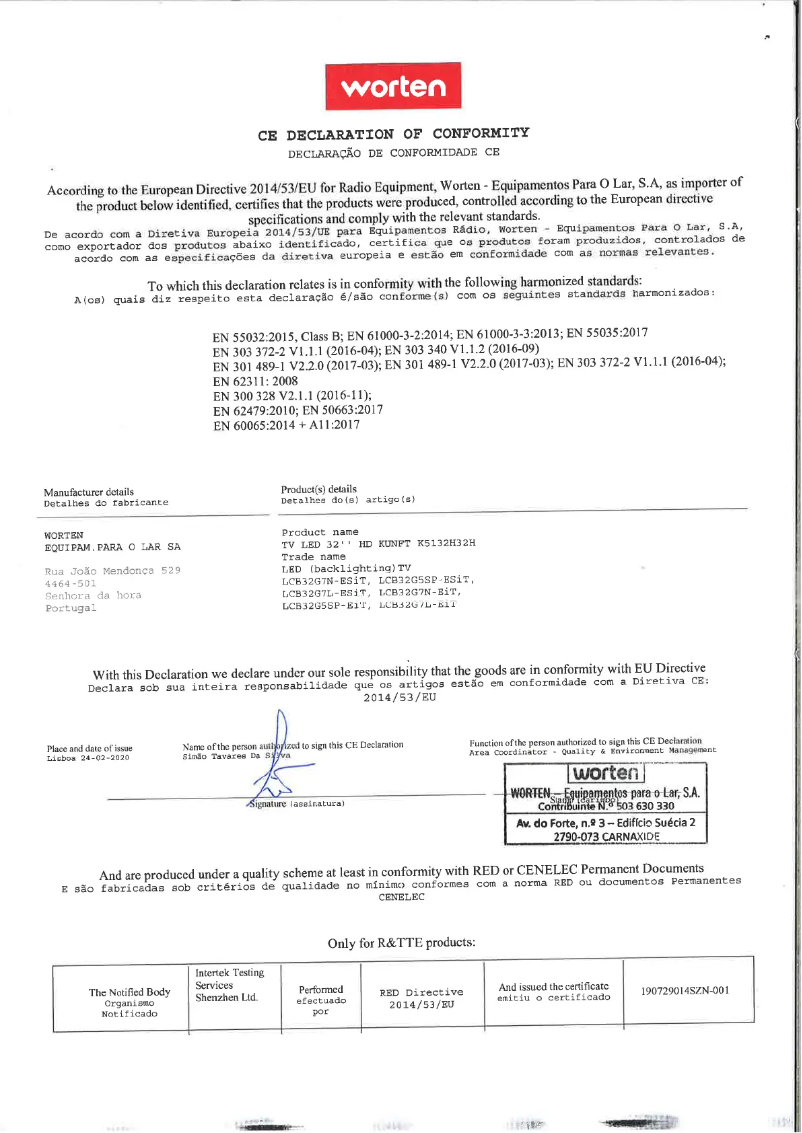 Page 1 de la notice Manuel utilisateur Kunft K5132H32H