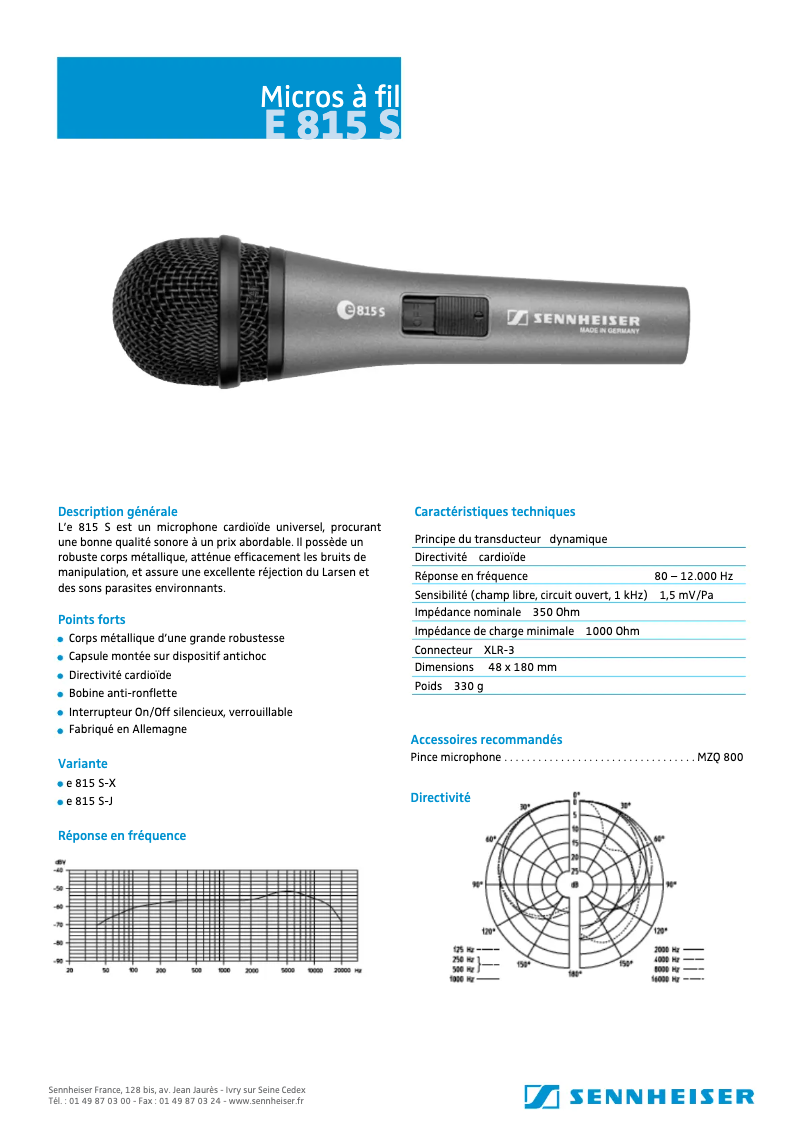 Page n°1 - Fiche technique Sennheiser XSW 65