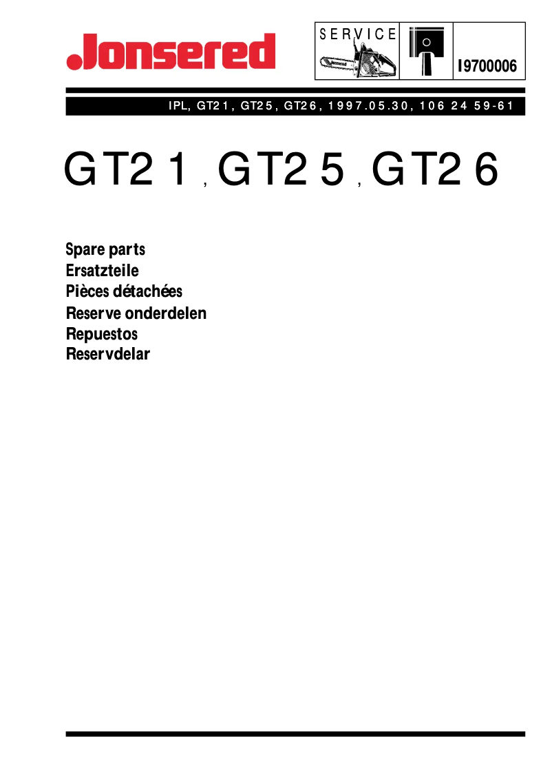 Page n°1 - Manuel utilisateur Jonsered GT 2125