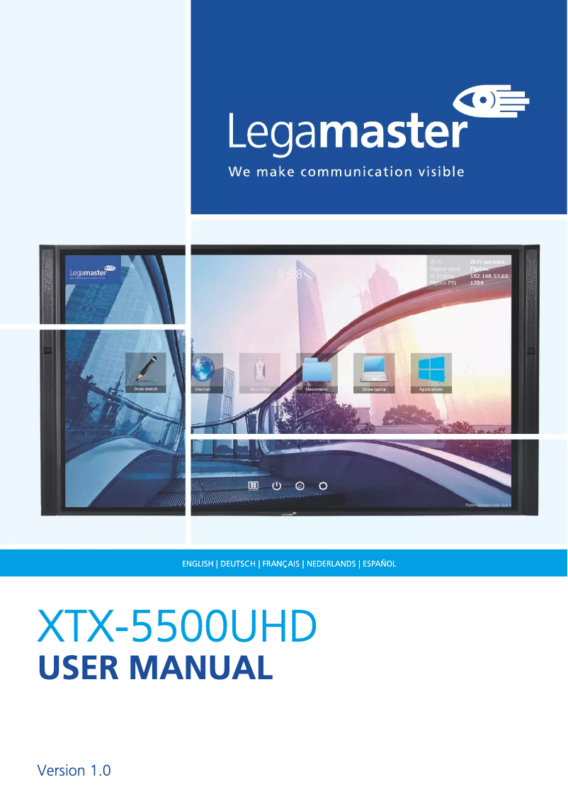 Page 1 de la notice Manuel utilisateur Legamaster XTX-5500UHD