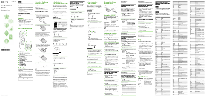 Image de la première page du manuel de l'appareil RM-KZ1