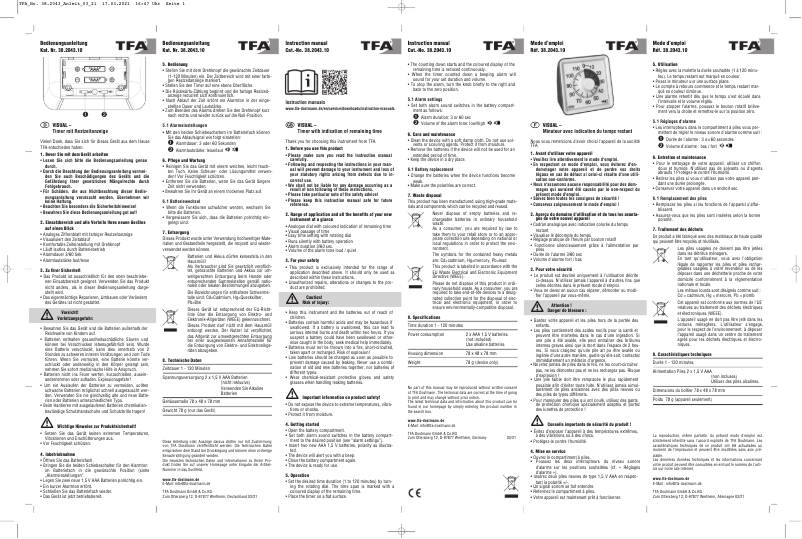 Page 1 de la notice Manuel utilisateur TFA Visual 38.2043.10