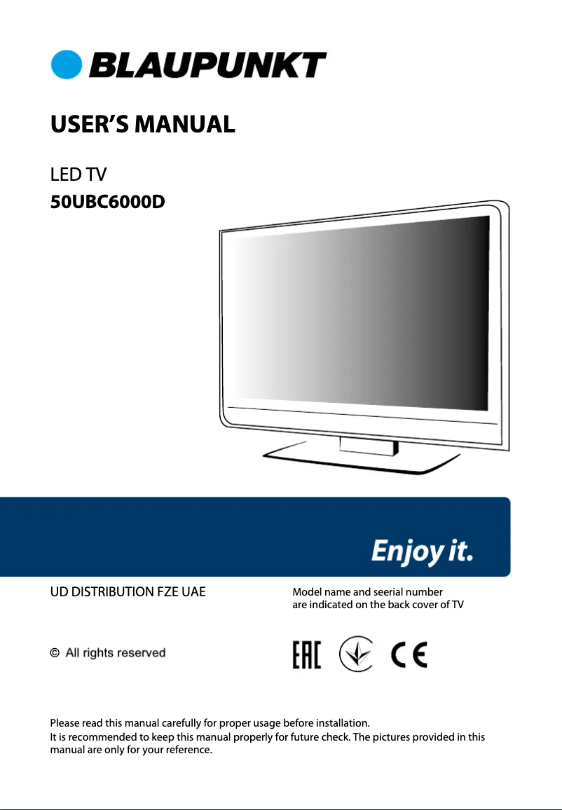 Página 1 del manual Manual de usuario Blaupunkt 50UBC6000D