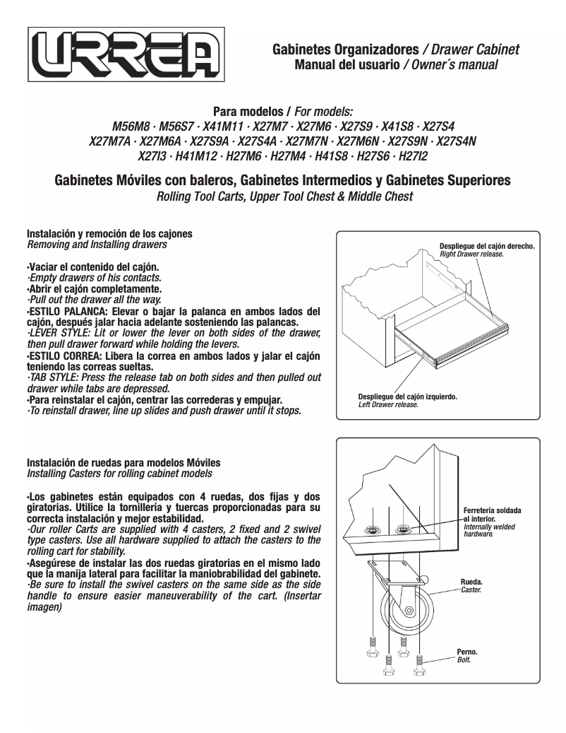 Page 1 de la notice Manuel utilisateur Urrea X27S9