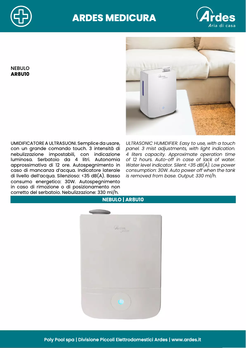 Page n°1 - Fiche technique Ardes AR8U10