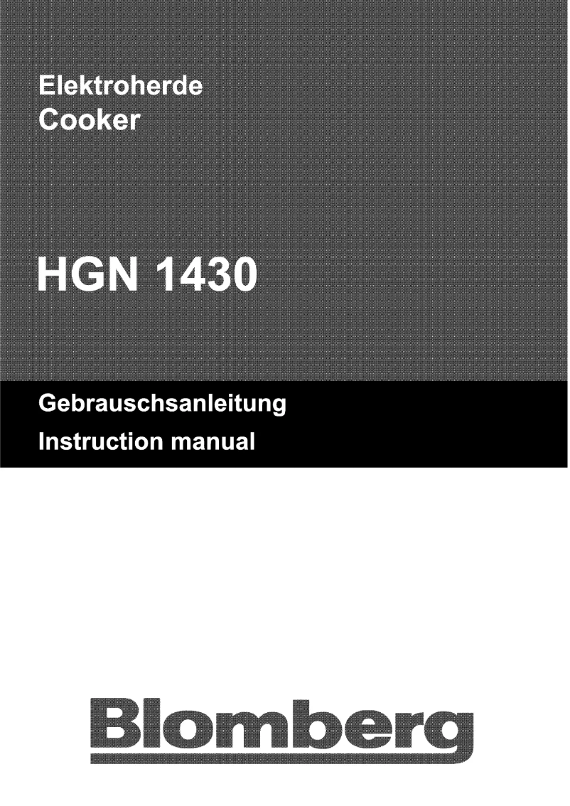 Page n°1 - Manuel utilisateur Blomberg HGN 1430