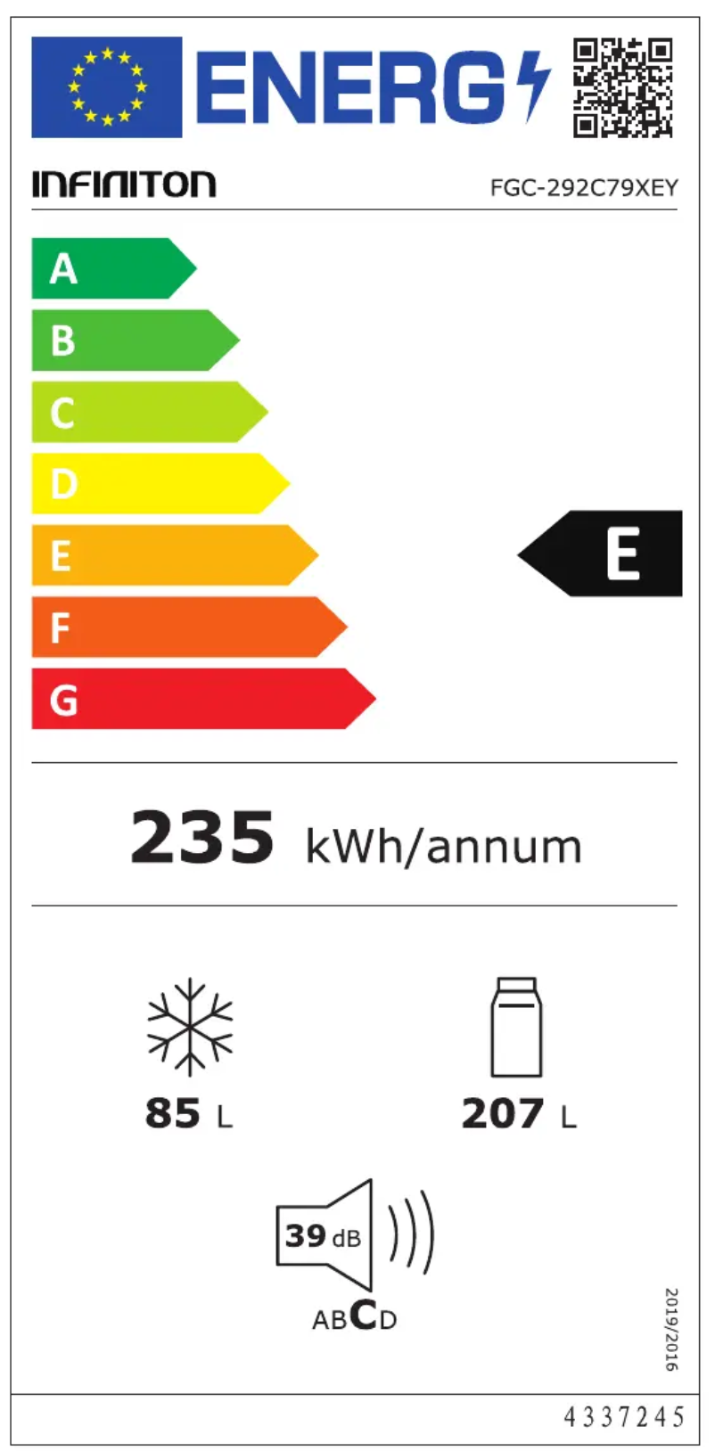 Page n°1 - Label énergétique Infiniton FGC-292C79XEY
