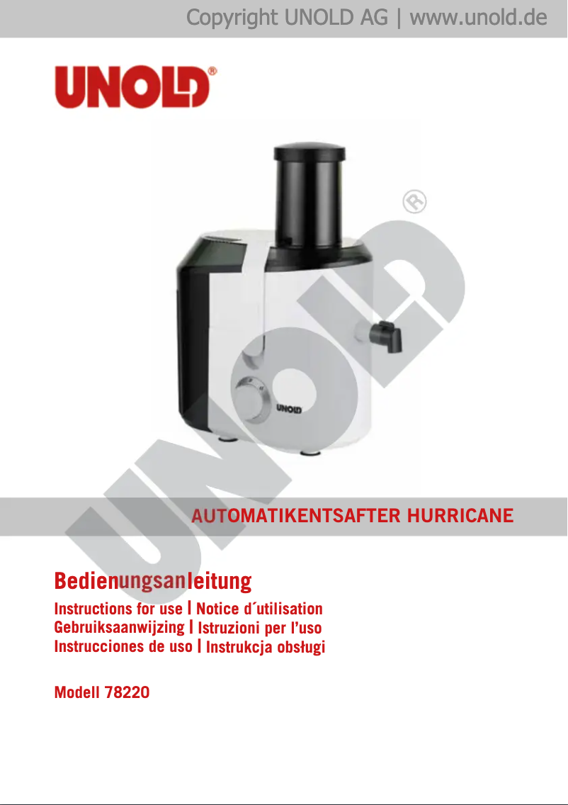Page n°1 - Manuel utilisateur Unold Hurricane 78220