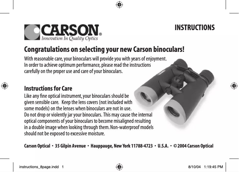 Page n°1 - Manuel utilisateur Carson XM-832HD