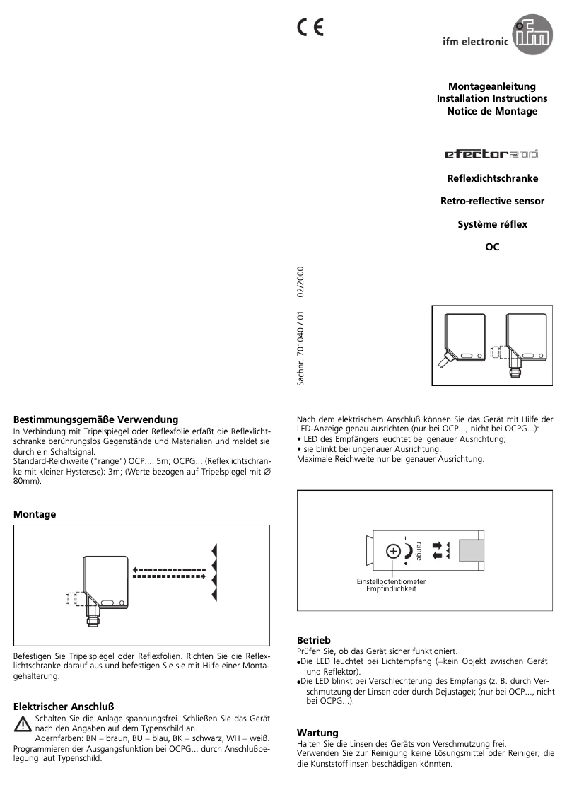 Page n°1 - Manuel utilisateur IFM OC5210