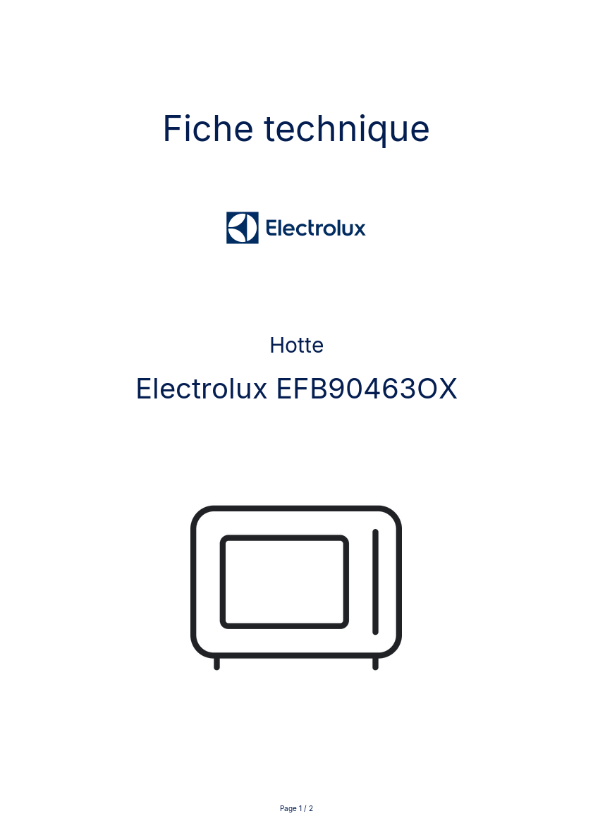 Page n°1 - Fiche technique Electrolux EFB90463OX