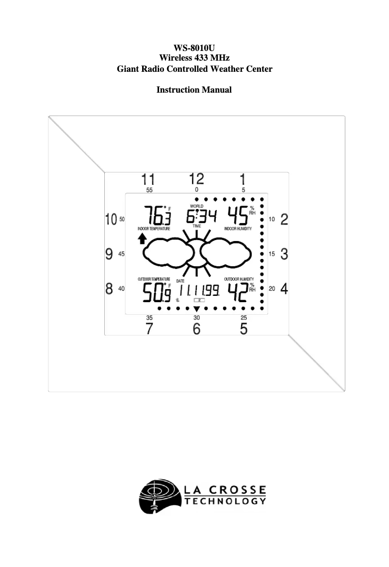 Image de la première page du manuel de l'appareil WS-8010U