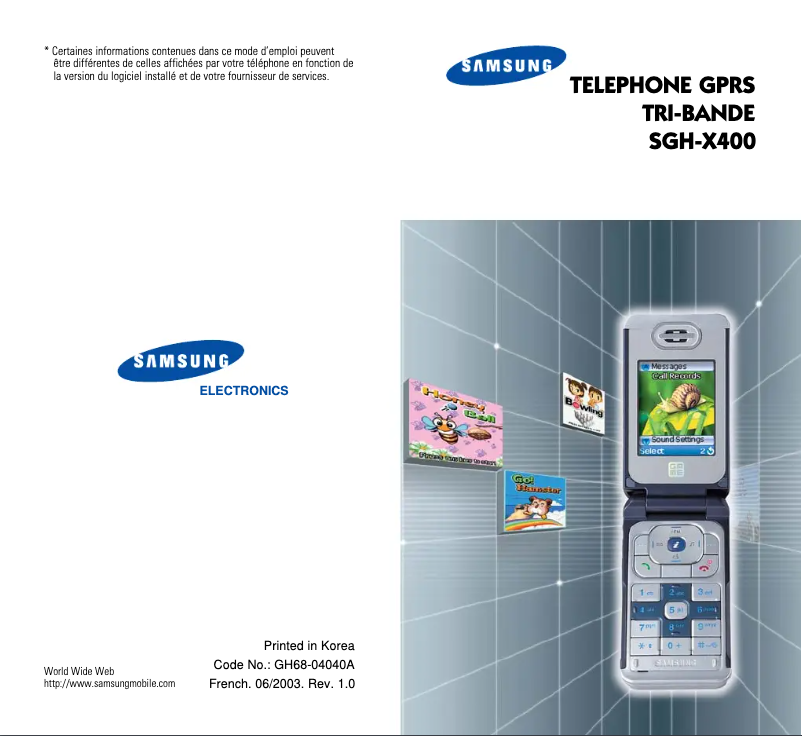 Page n°1 - Manuel utilisateur Samsung SGH-X400