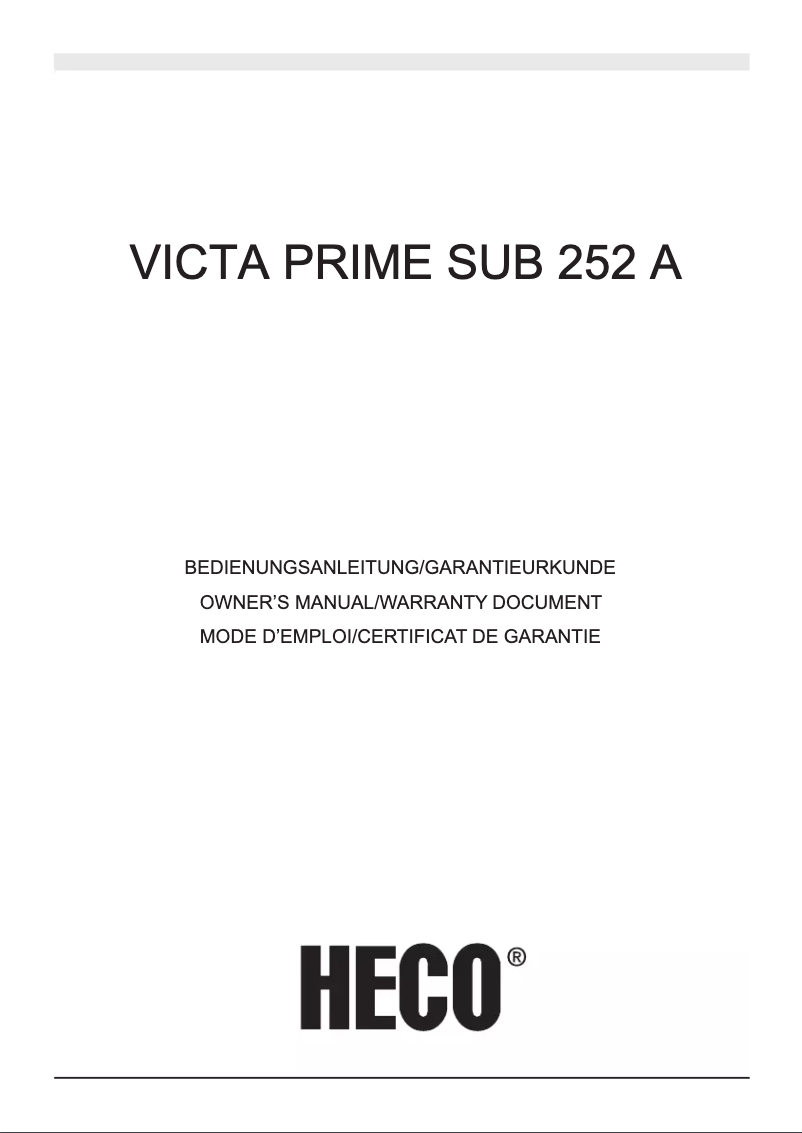 Image de la première page du manuel de l'appareil Victa Prime Sub 252 A