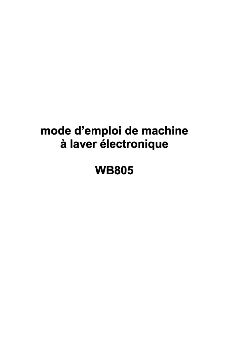 Page 1 de la notice Manuel utilisateur Welco WB805