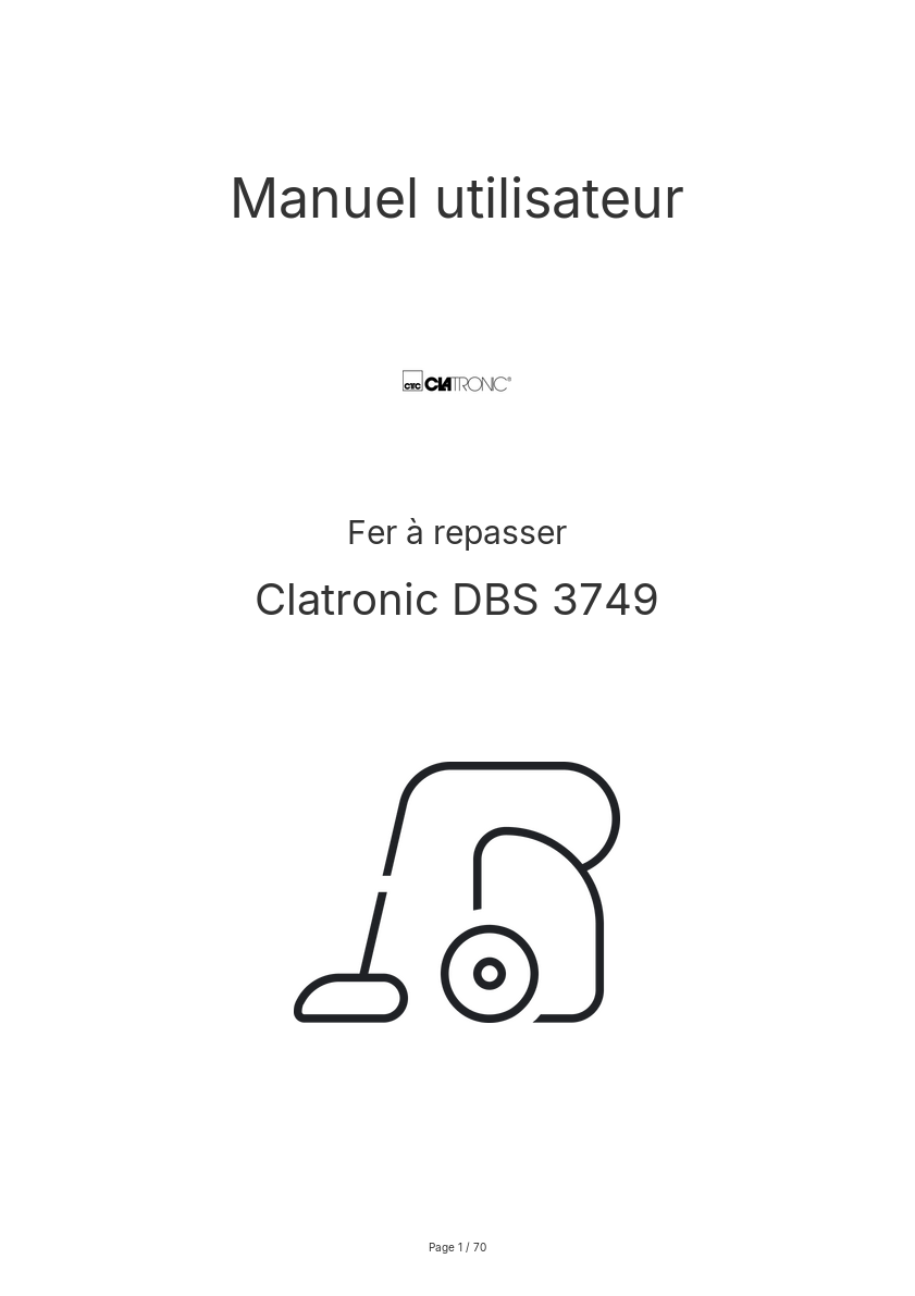 Page n°1 - Manuel utilisateur Clatronic DBS 3749