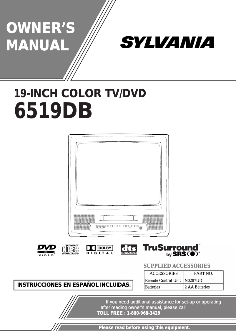 Page 1 de la notice Manuel utilisateur Sylvania 6519DB