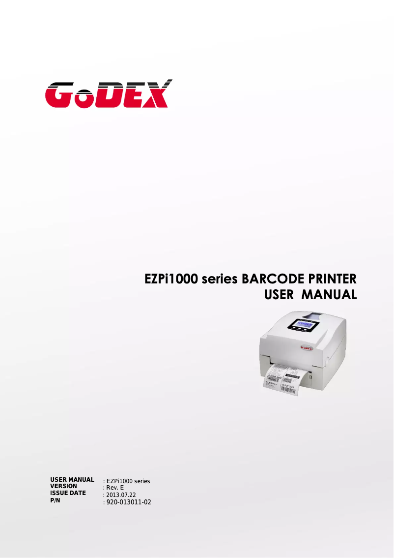 Page 1 of the manual User Manual Godex EZPi-1200