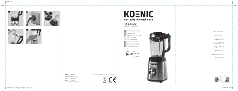 Image de la première page du manuel de l'appareil KBL-TR 141724 M