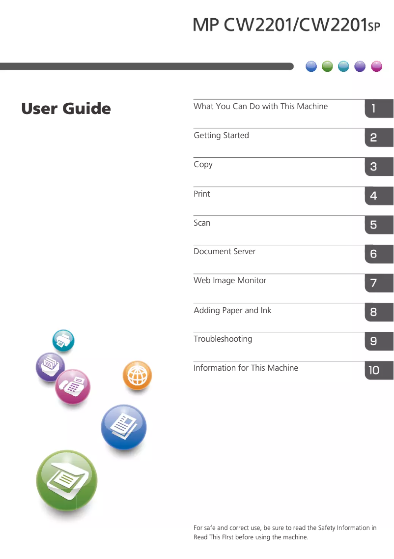 Image de la première page du manuel de l'appareil MP CW2201