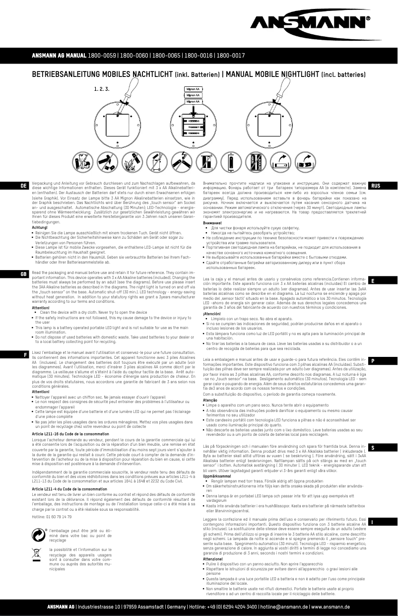 Page 1 of the manual User Manual Ansmann Die Maus