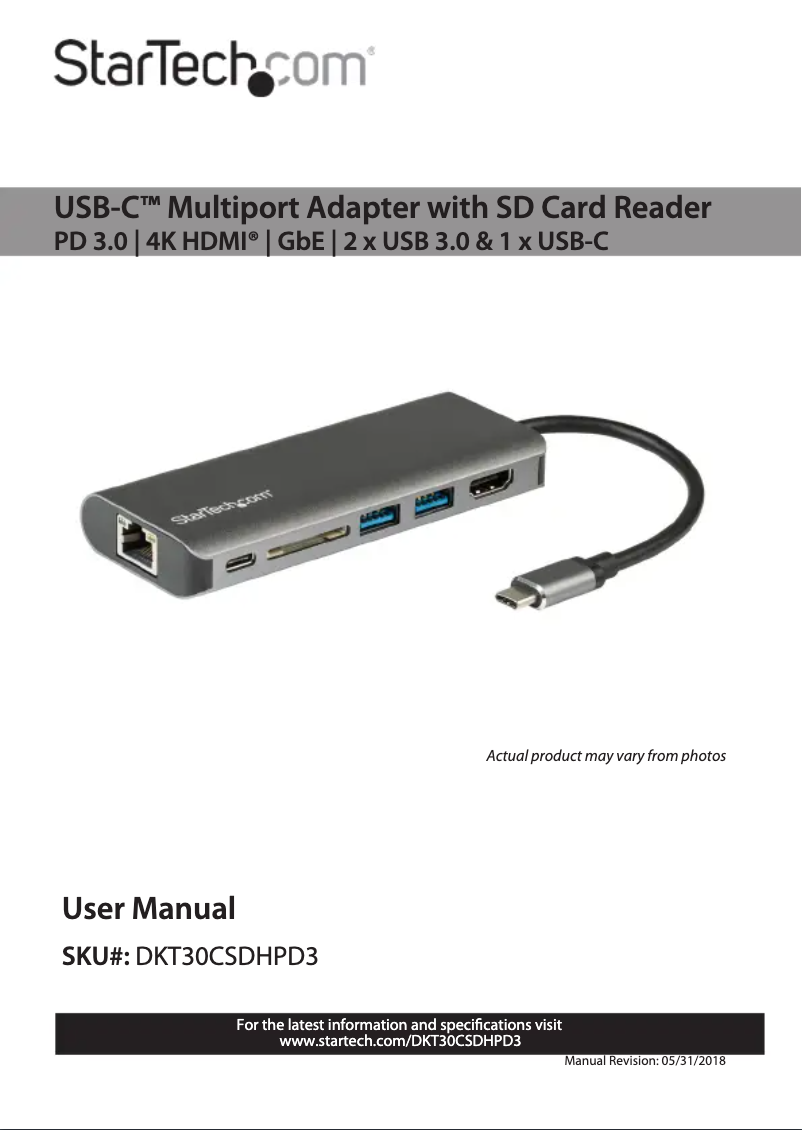 Image de la première page du manuel de l'appareil DKT30CSDHPD3