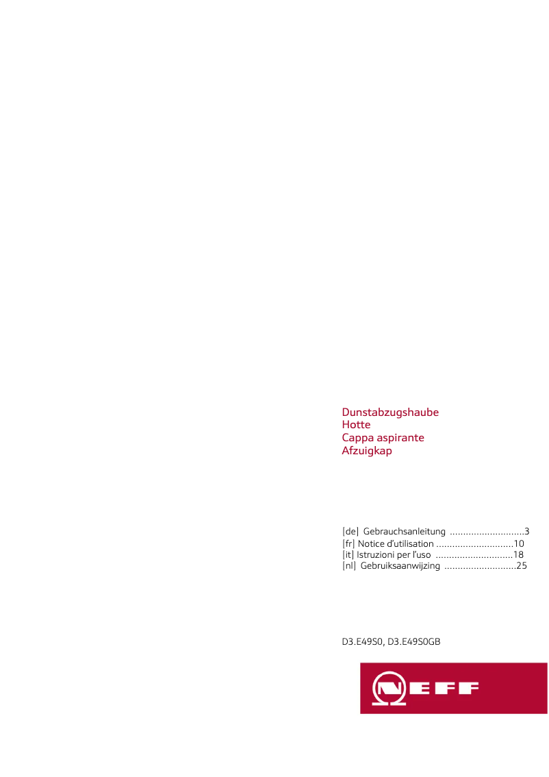 Page n°1 - Manuel utilisateur Neff D36E49S0GB