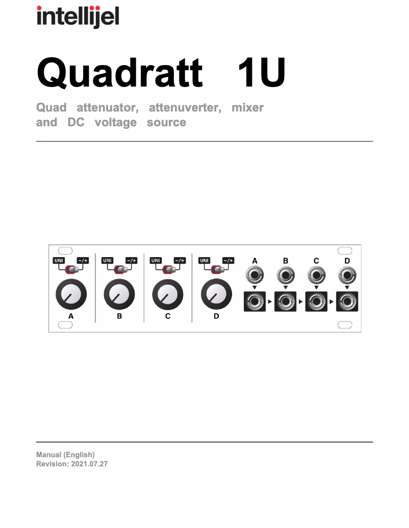 Page 1 de la notice Manuel utilisateur Intellijel Quadratt 1U