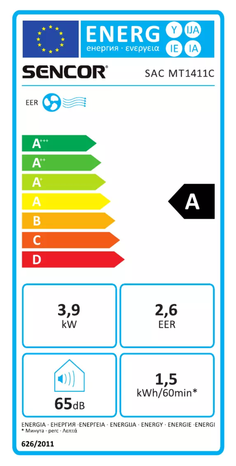 Page n°1 - Label énergétique Sencor SAC MT1411C