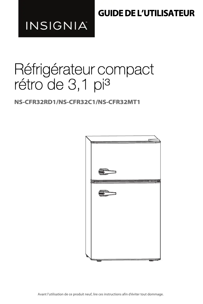 Page n°1 - Manuel utilisateur Insignia NS-CFR32RD1