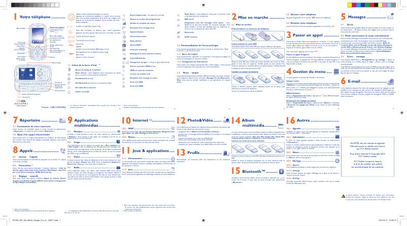Page n°1 - Manuel utilisateur Alcatel One Touch 606