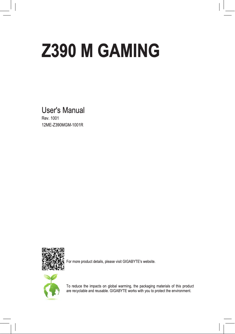 Page n°1 - Manuel utilisateur Gigabyte Z390 M Gaming