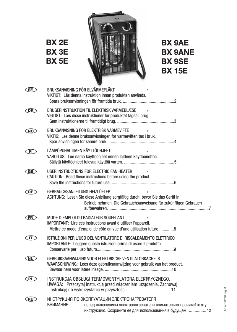 Page n°1 - Manuel utilisateur Eurom BX 5E