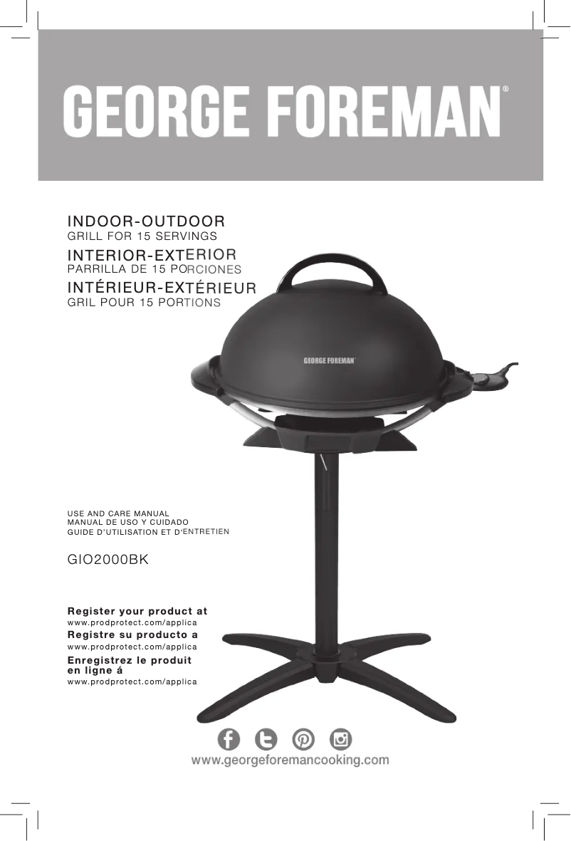 Page 1 de la notice Manuel utilisateur George Foreman GIO2000BK