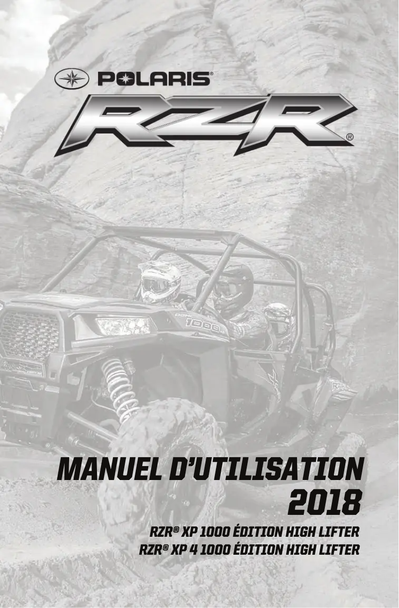 Page 1 de la notice Manuel utilisateur Polaris RZR XP 4 1000 High Lifter (2018)