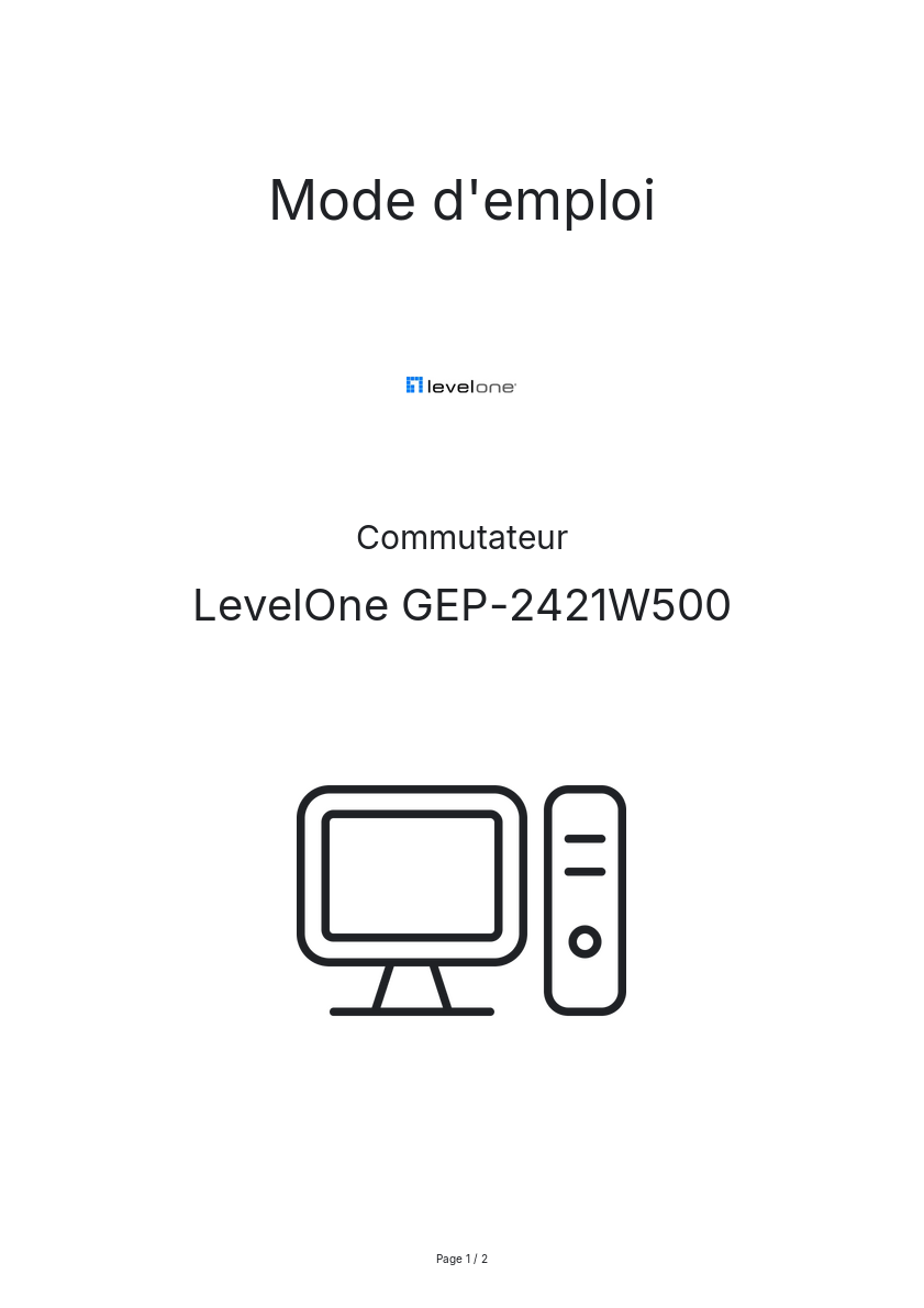 Page n°1 - Mode d'emploi LevelOne GEP-2421W500