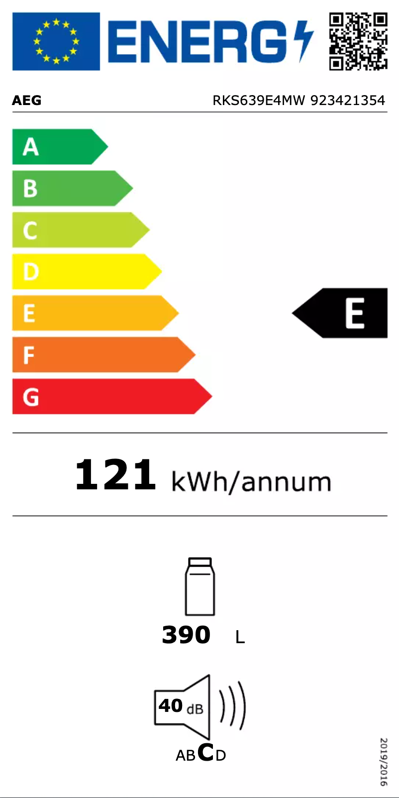 Page n°1 - Label énergétique AEG RKS639E4MW