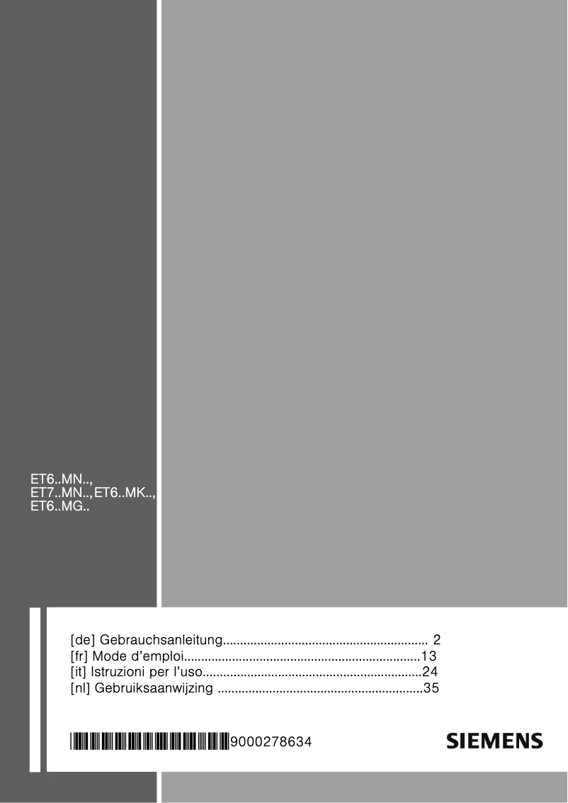 Page 1 de la notice Mode d'emploi Siemens ET775MN21E